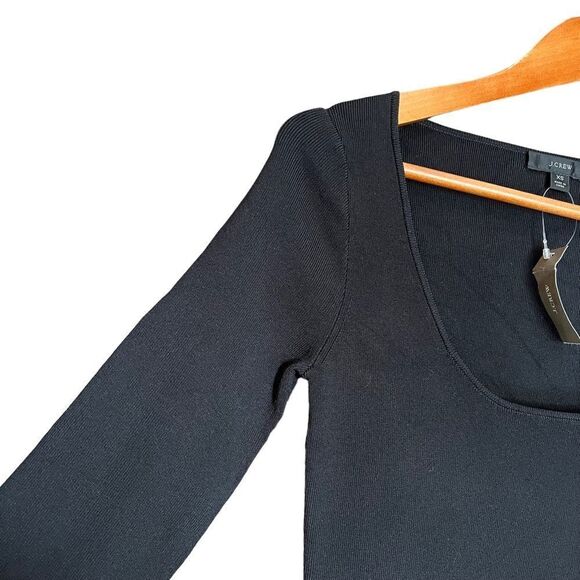 NWT! J. Crew black scoop neck long sleeve midi dress - Picture 4 of 11